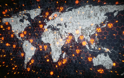 world map with cyber lights design