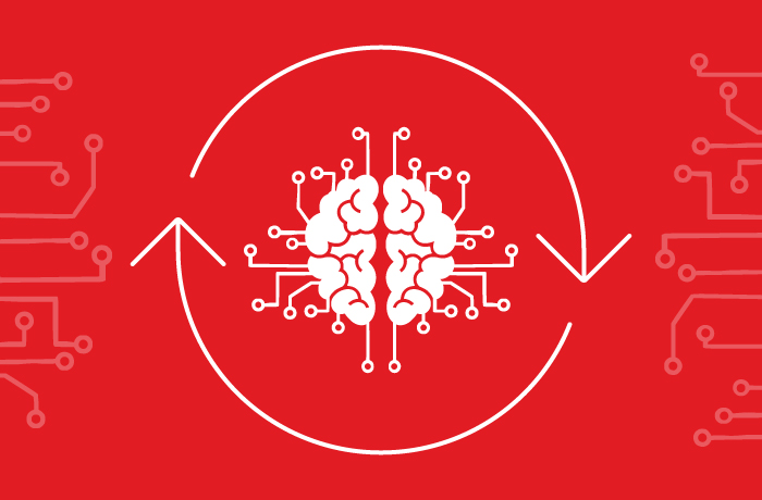iconography showing machine learning brain inside a spinning circle