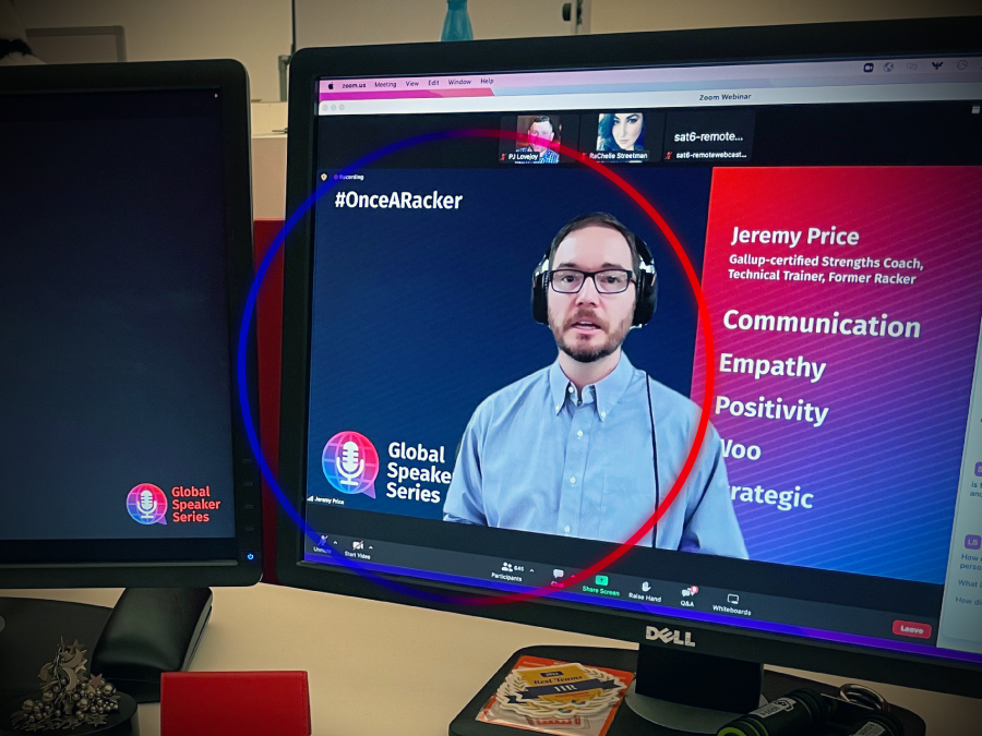 A screenshot of Jeremy Price presenting his virtual strengths-based discussion 