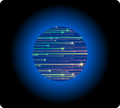 Multiple lines surrounded by a glowing blue circle 