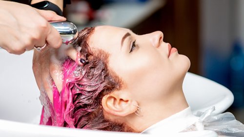 Woman dying her hair